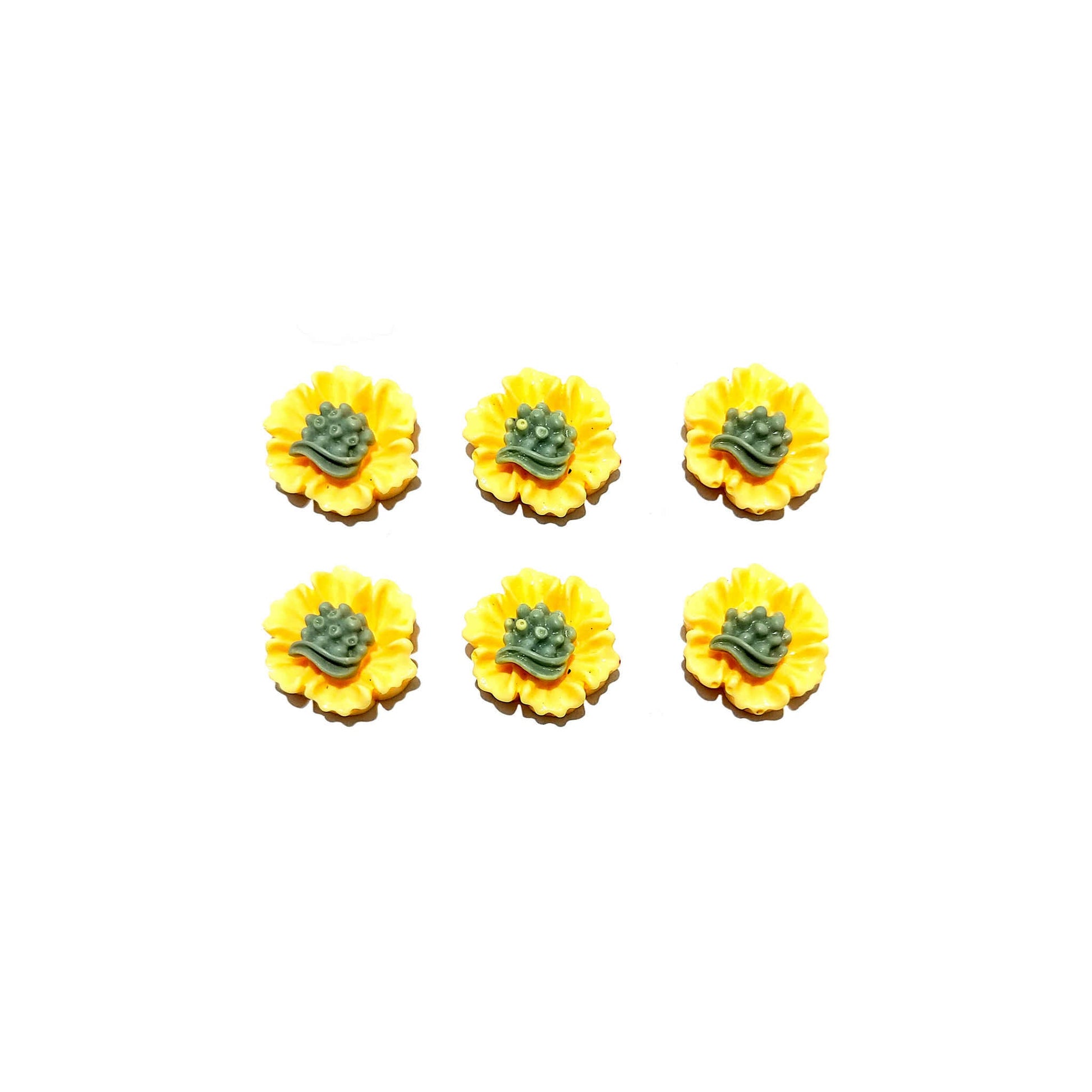 Indian Petals Flat Base Beautiful Floral 3D Cabochons for Craft Trousseau Packing or Decoration - Design 422, Style - Classic, Yellow