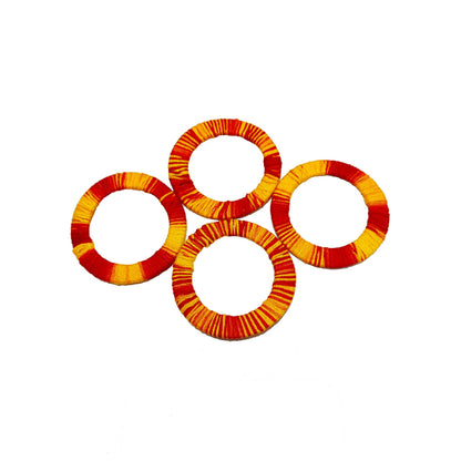 Indian Petals Threaded Round Flat Ring Motif for Craft or Decoration - 438, Mouli Thread