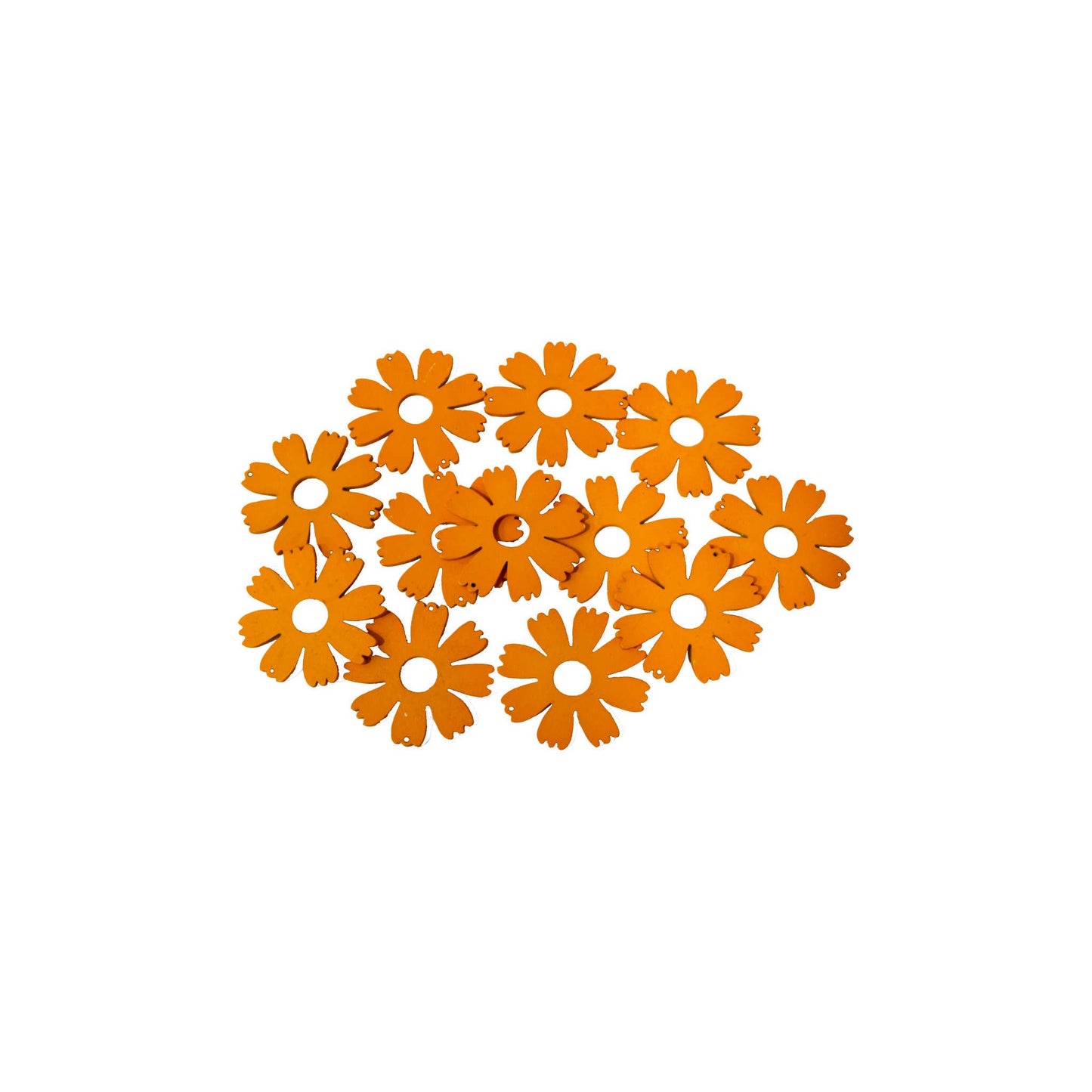 Indian Petals MDF Cutting Floral Motif for Jewelry, Craft or Decoration - 520, Big, Orange