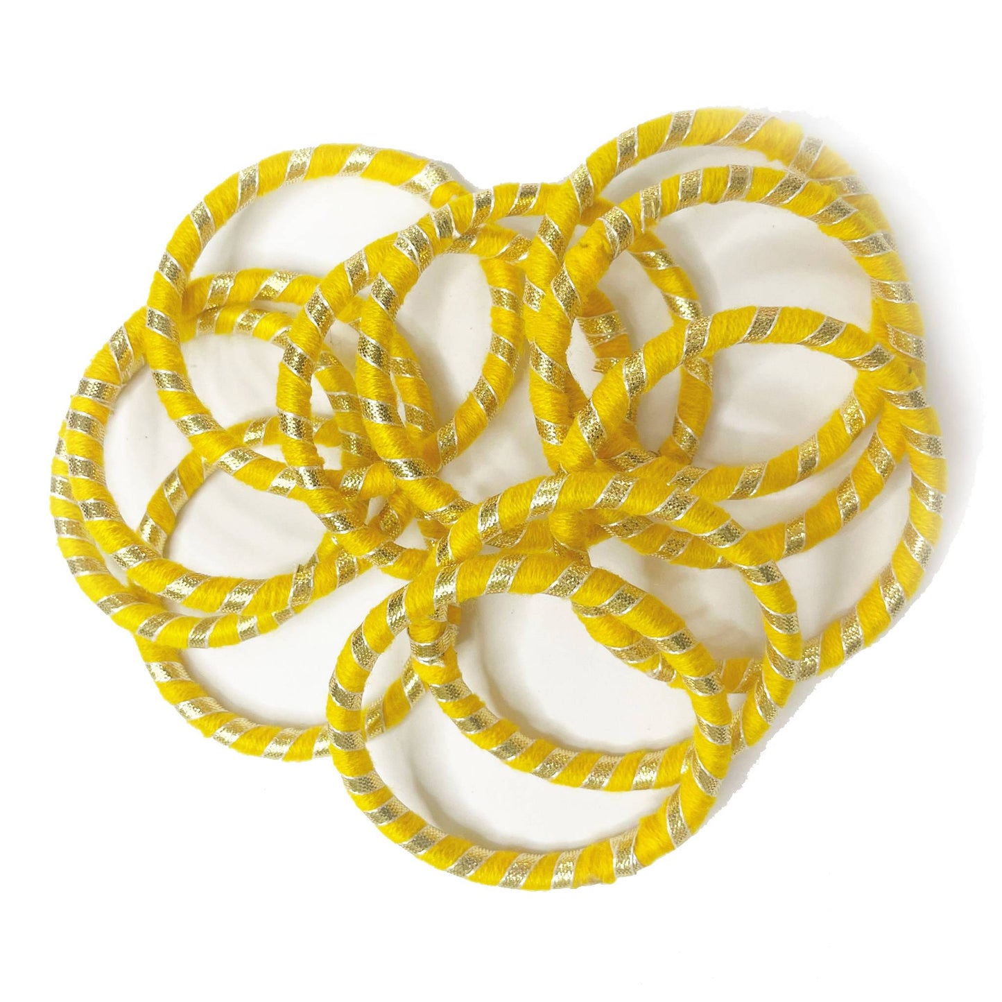 Indian Petals Threaded Big Round Bangle with Gota for Craft Packing Rakhi or Decoration - 11552, Yellow
