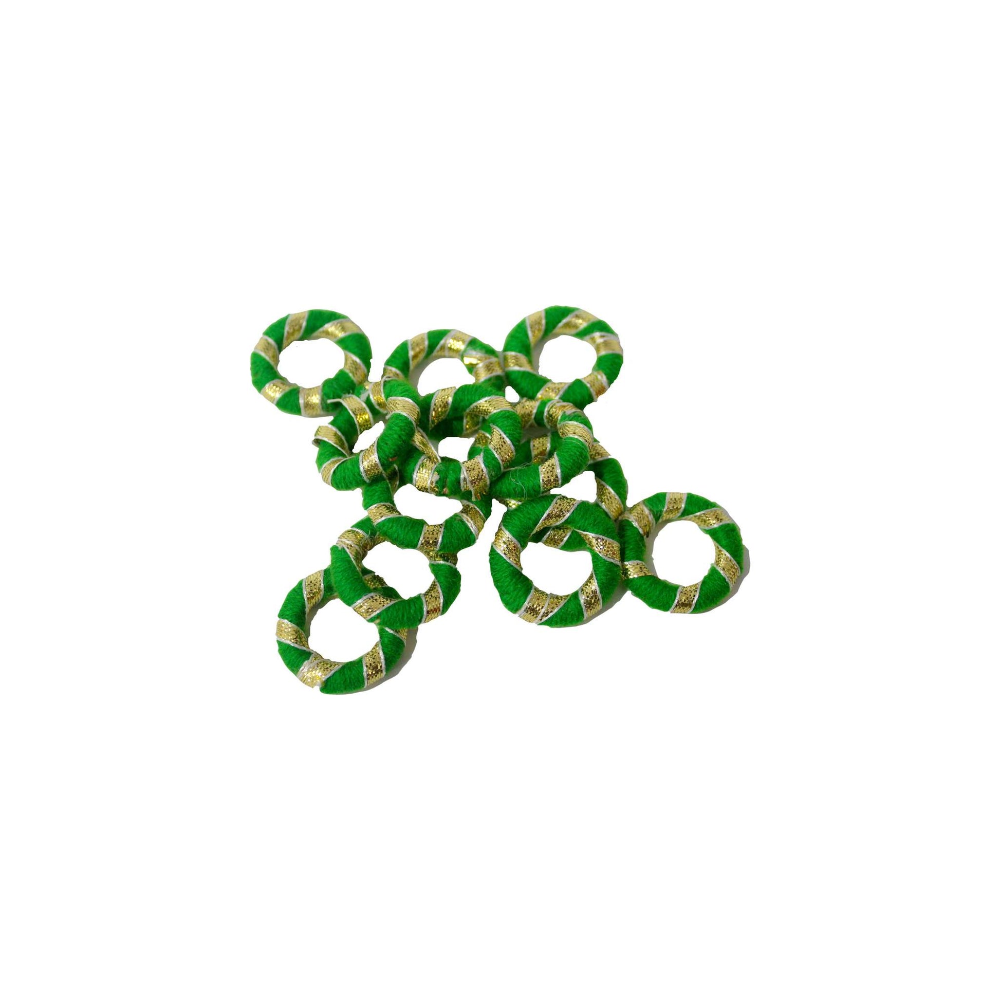 Indian Petals Threaded Round Bangle with Gota Motif for Craft Trousseau Packing Decoration - Design 552, Small, Green