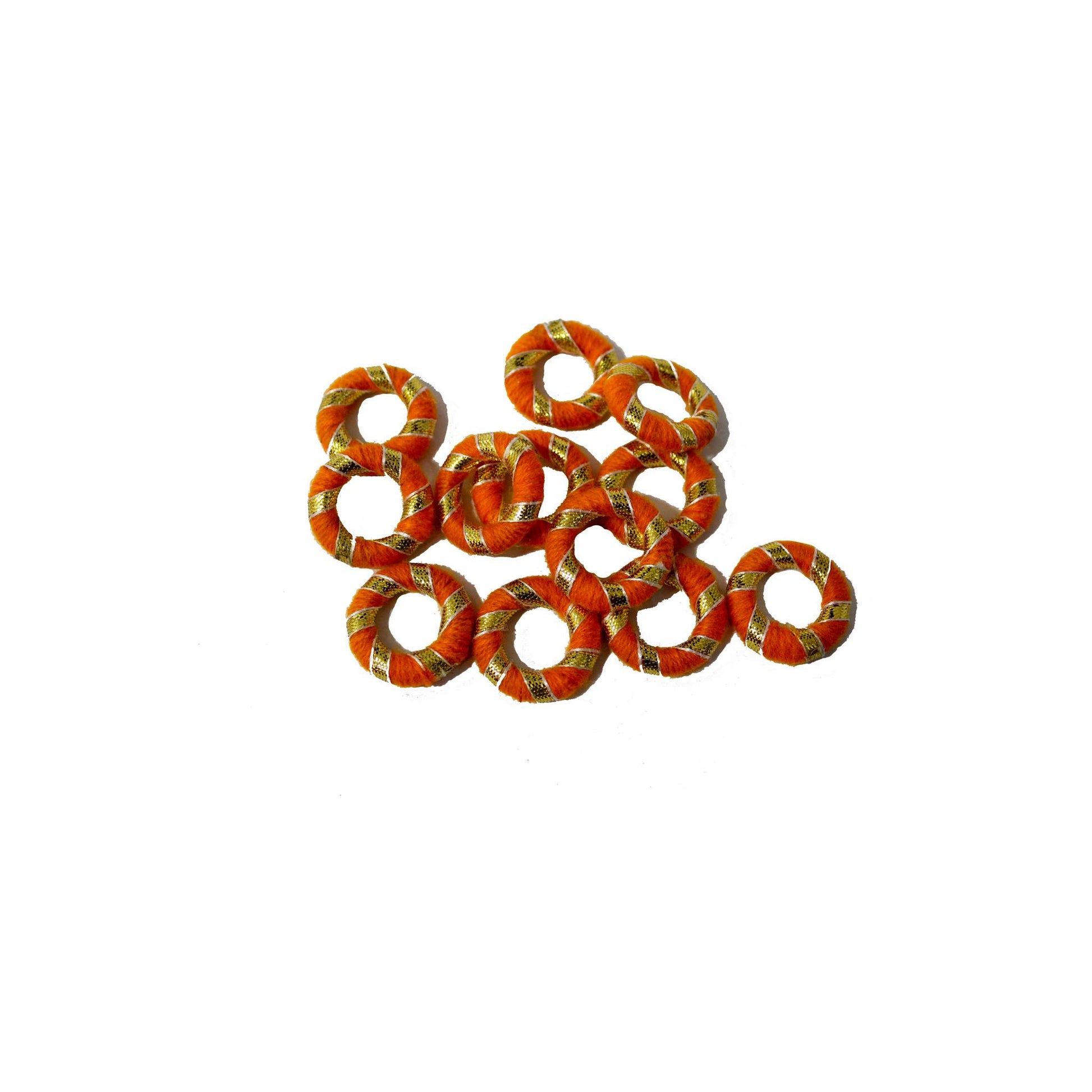 Indian Petals Threaded Round Bangle with Gota Motif for Craft Trousseau Packing Decoration - Design 552, Small, Orange