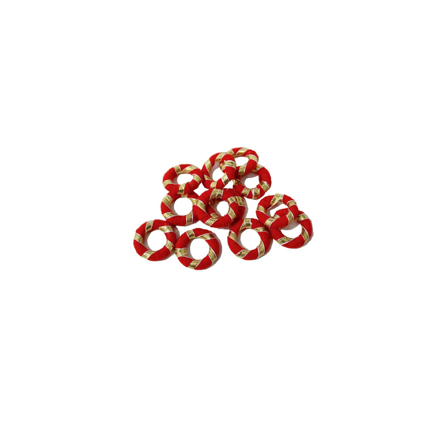 Indian Petals Threaded Round Bangle with Gota Motif for Craft Trousseau Packing Decoration - Design 552, Small, Red