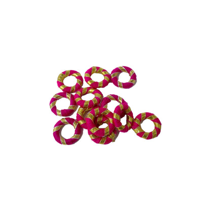 Indian Petals Threaded Round Bangle with Gota Motif for Craft Trousseau Packing Decoration - Design 552, Small, Crimson