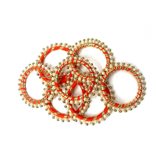 Indian Petals - Round Large Gota Bangle with Moti and Beads for Craft Rakhi Decoration - 11556