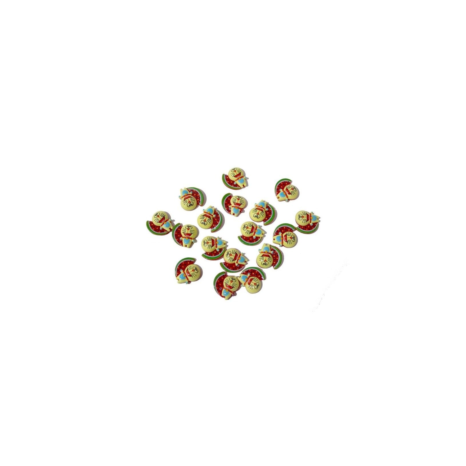 Indian Petals Resin Acrylic Doraemon with Watermelon Motif for Jewelry Craft or Decoration - 11594, Red