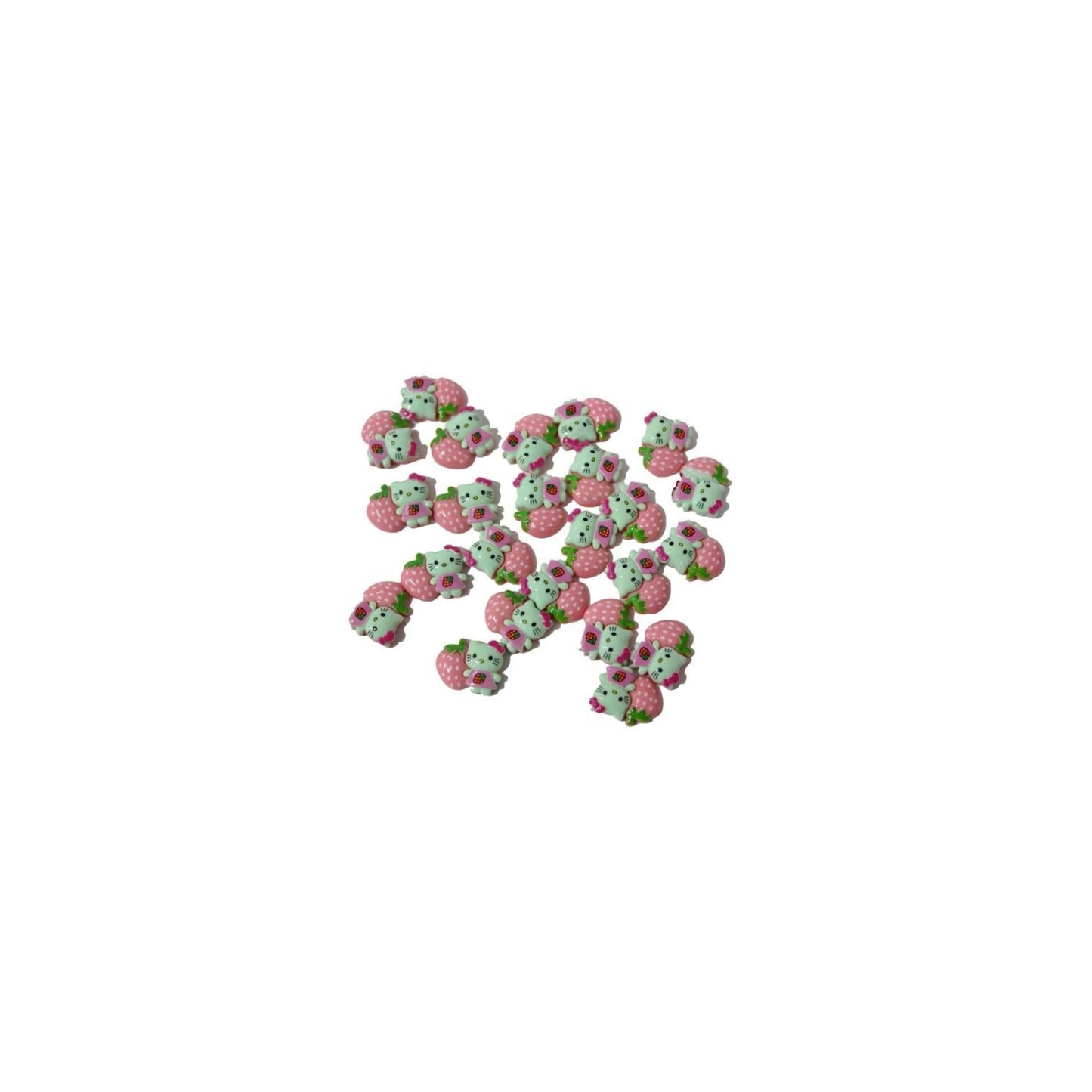 Indian Petals Resin Acrylic Cute Kitty with Cherry Motif for Jewelry Craft or Decoration - 11595, Sea Green