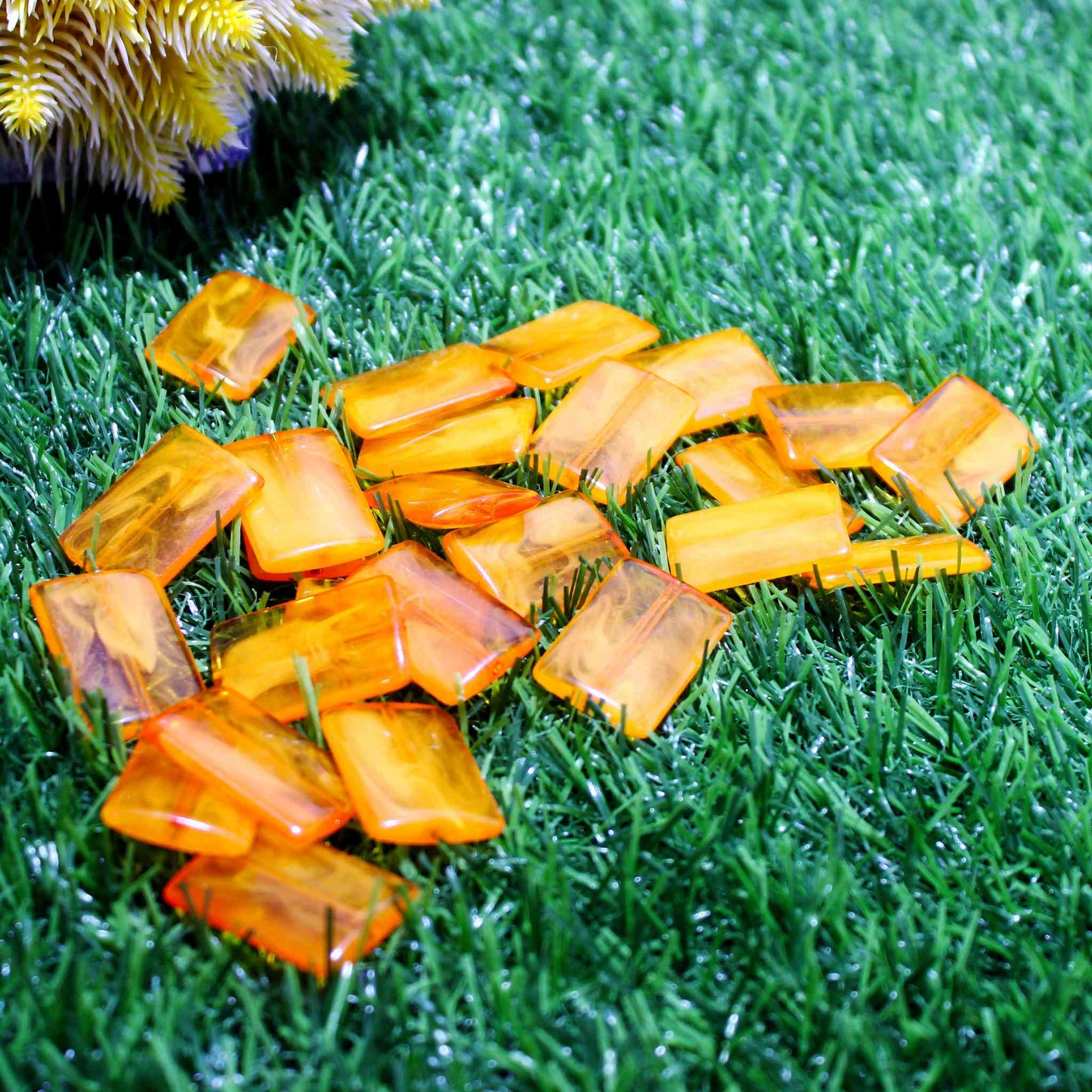Indian Petals Beautiful Flat Base Crystal Blocks for DIY Craft, Trousseau Packing or Decoration, Orange - Indian Petals
