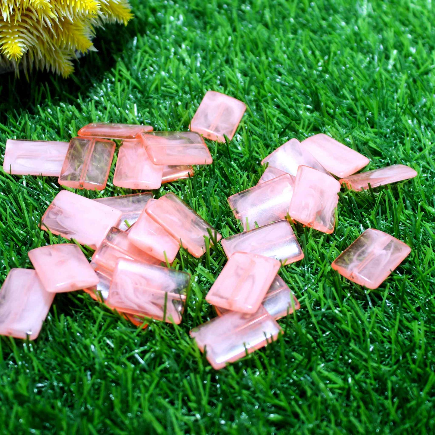Indian Petals Beautiful Flat Base Crystal Blocks for DIY Craft, Trousseau Packing or Decoration, Pink - Indian Petals