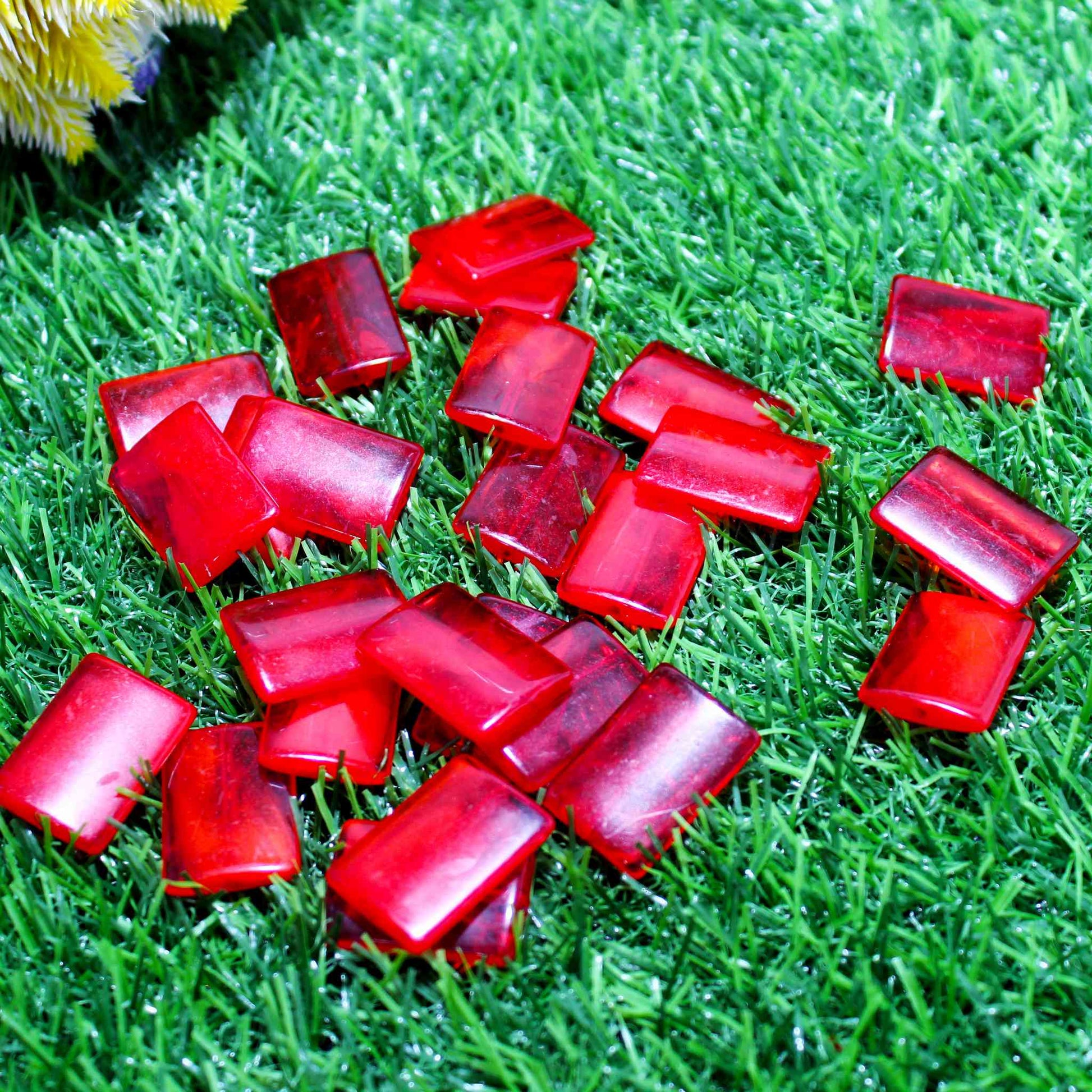 Indian Petals Beautiful Flat Base Crystal Blocks for DIY Craft, Trousseau Packing or Decoration, Crimson - Indian Petals