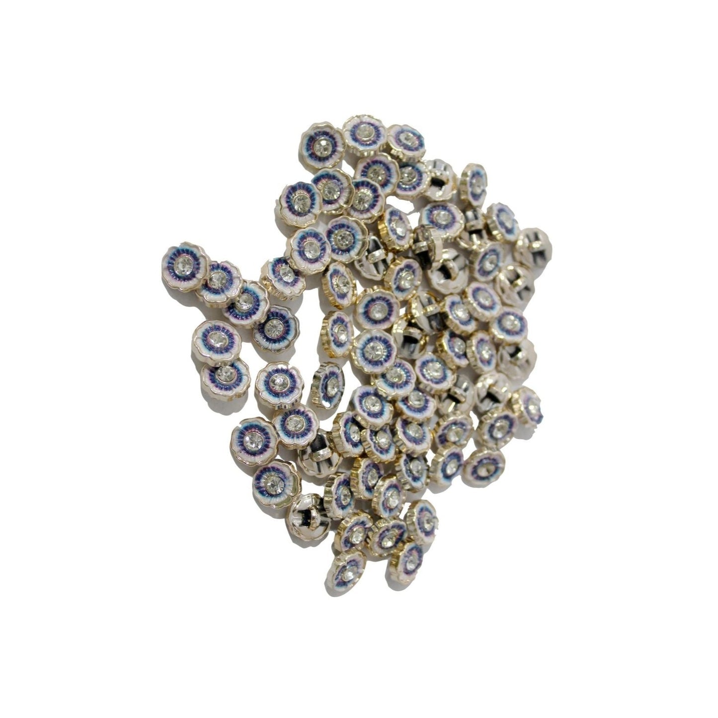 Indian Petals Metal Beautiful Floral Button Cabochons Motif for Craft or Decoration - 12433, Navy