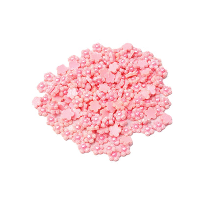 Indian Petals Flat Base Beaded Acrylic Resin Flowers Motif for Craft Packing Rakhi or Decoration - 12441, Pink