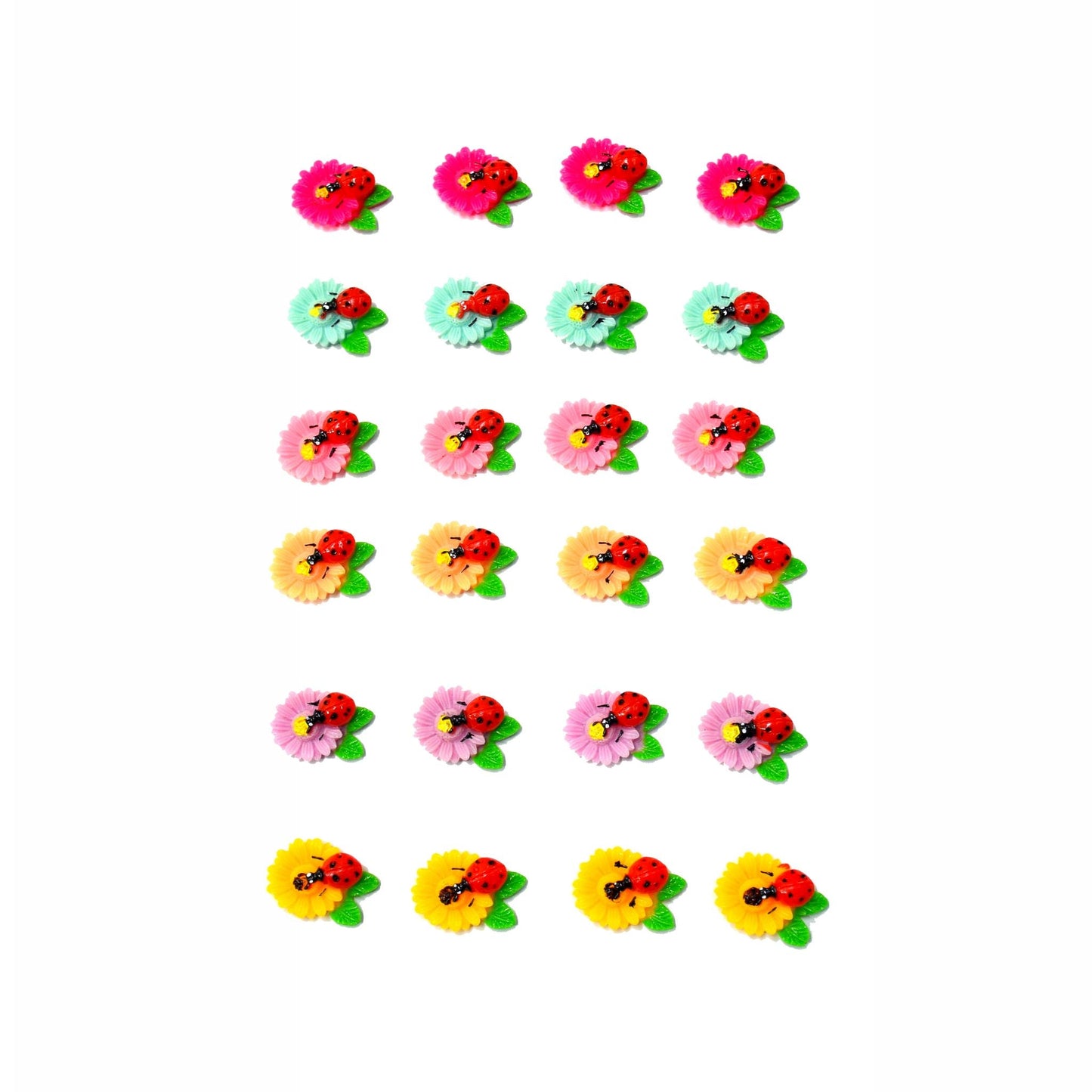 Indian Petals Flat-back Resin Flower with a Beetle Cabochons Motif for Craft Decoration or Rakhi - 12448