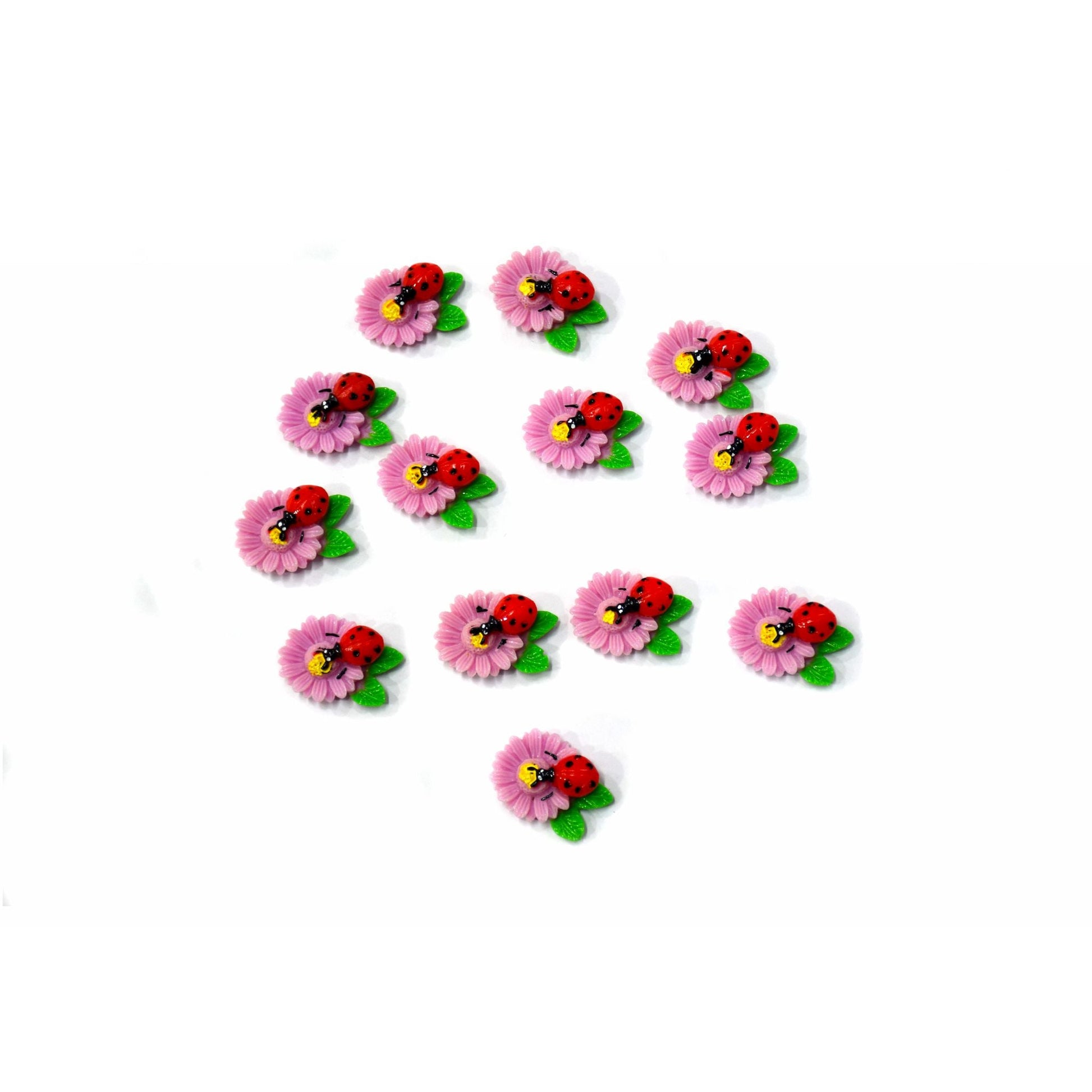 Indian Petals Flat-back Resin Flower with a Beetle Cabochons Motif for Craft Decoration or Rakhi - 12448, Purple