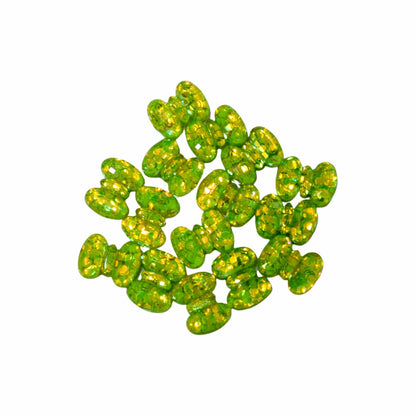 Indian Petals Small Resin Glittery Bow Flat-back Cabochons Motif for Craft Decoration or Rakhi - 12449, Glittery  Green