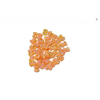 Indian Petals Small Resin Glittery Bow Flat-back Cabochons Motif for Craft Decoration or Rakhi - 12449, Glittery  Peach