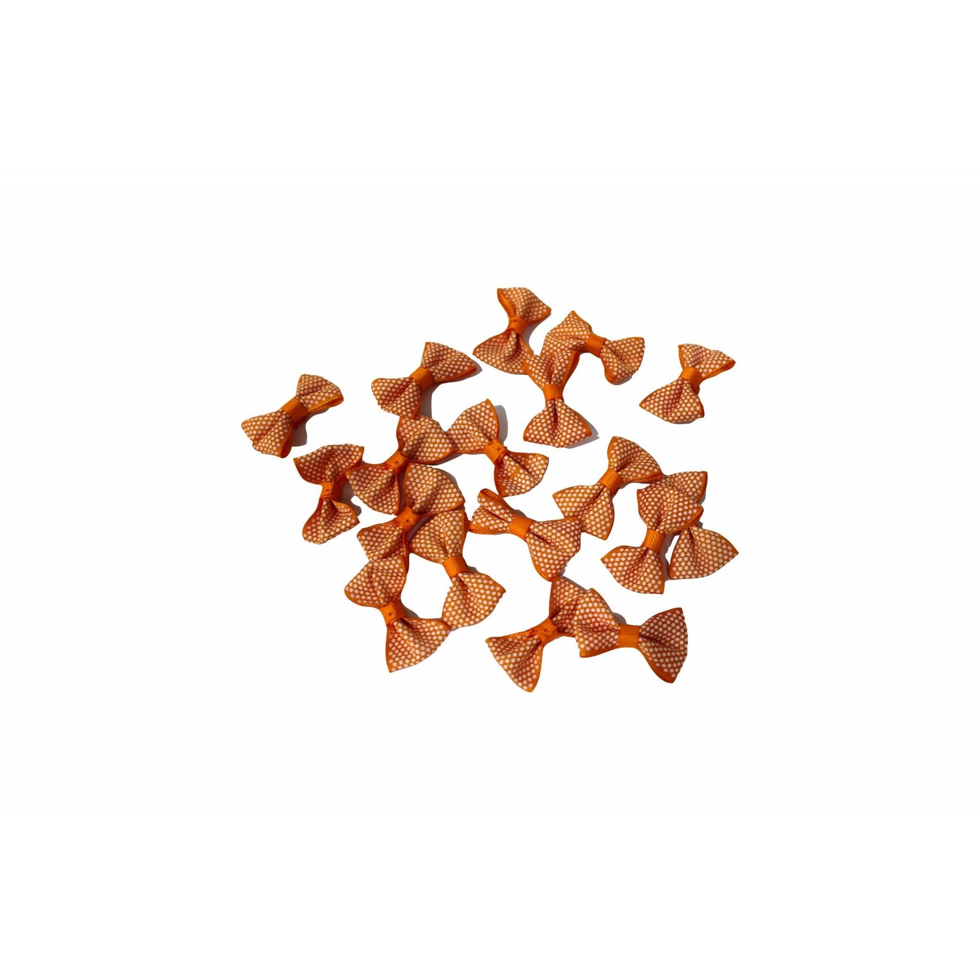Indian Petals Cute Small Polka-dot Ribbon Bow Cabochons Motif for Craft or Decoration - 12468, Orange