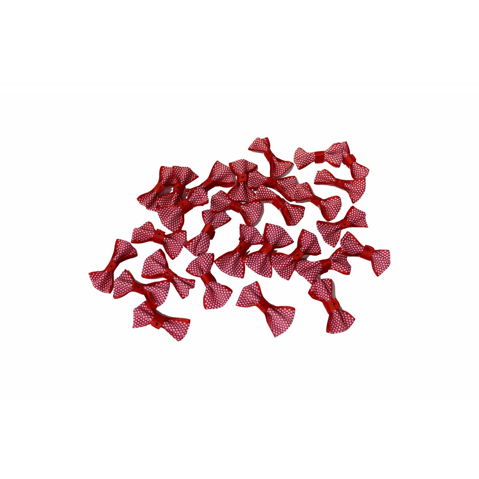 Indian Petals Cute Small Polka-dot Ribbon Bow Cabochons Motif for Craft or Decoration - 12468, Red