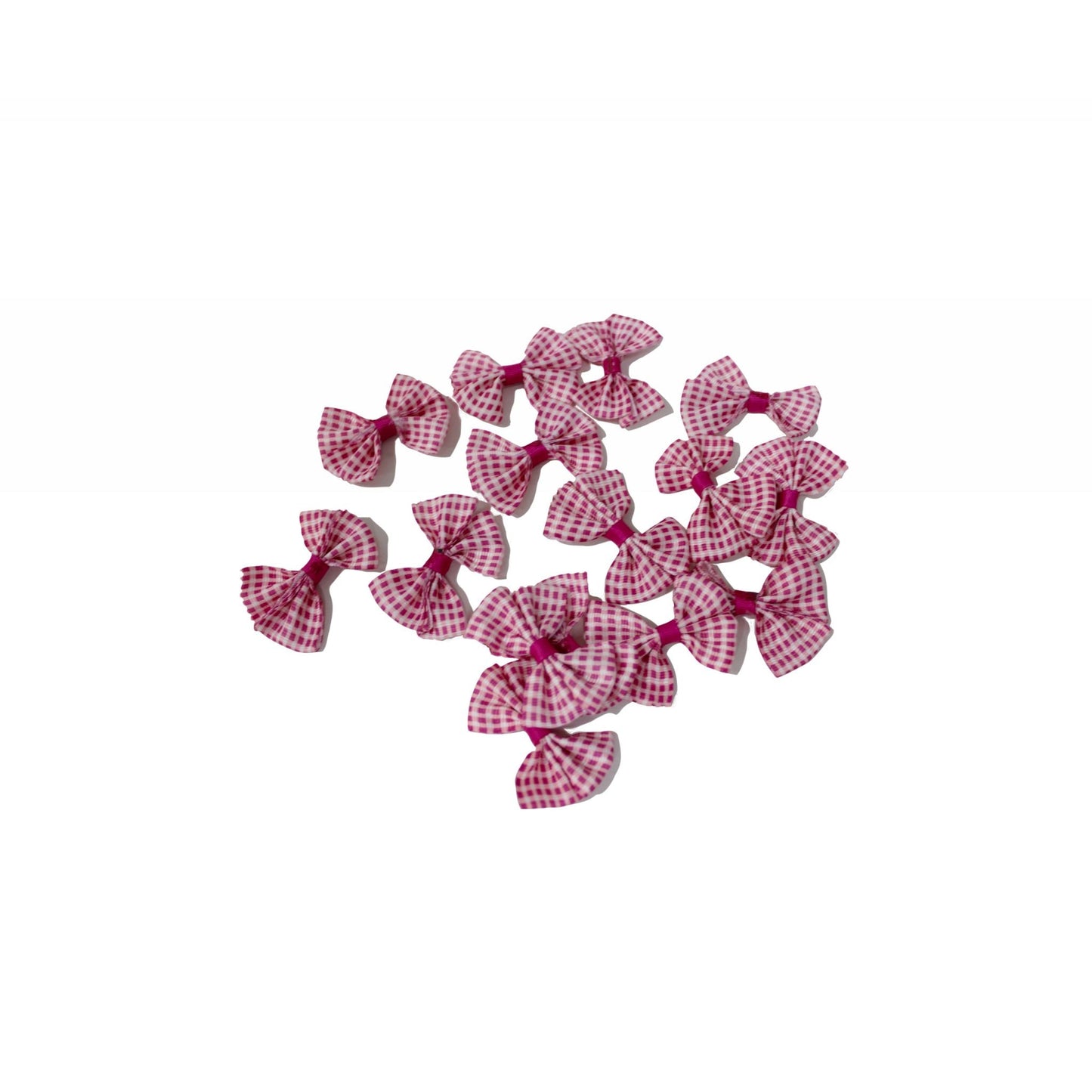 Indian Petals Checkered Ribbon Bow Cabochons Motif for Craft or Decoration - 12469, Hot Pink