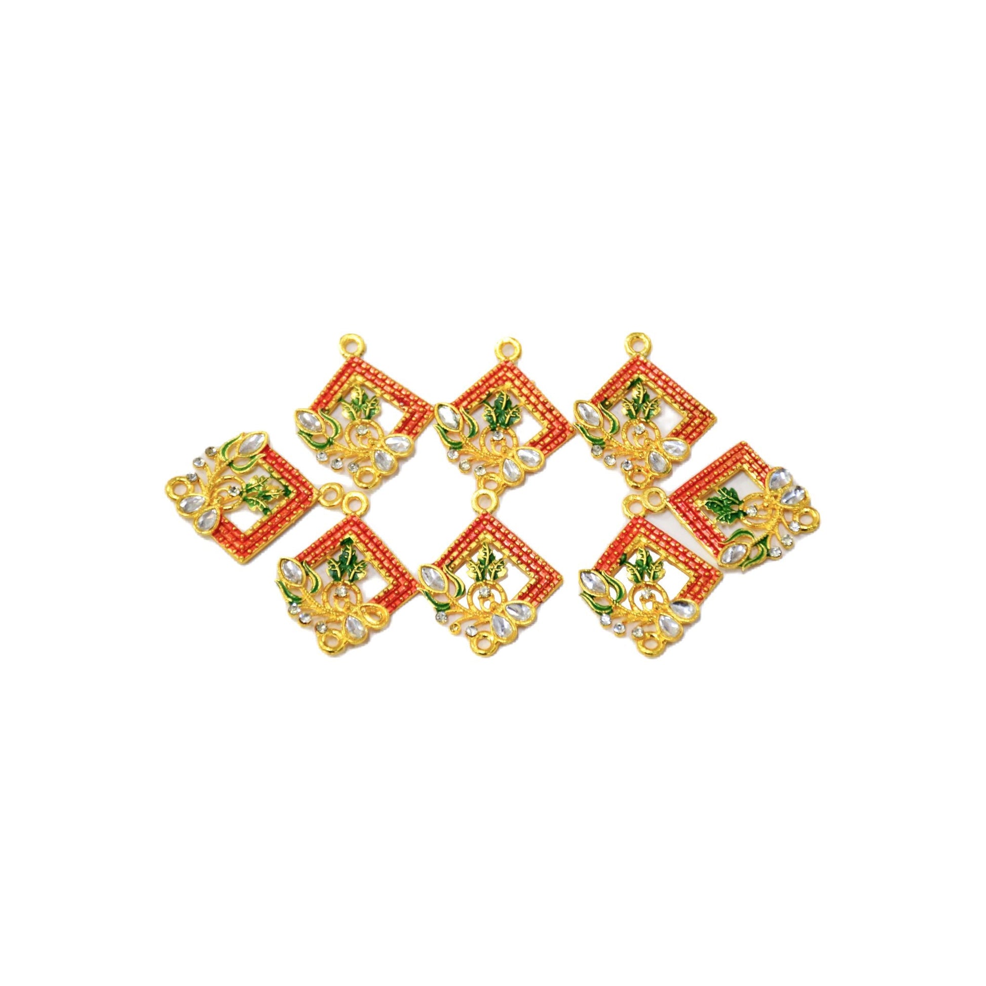 Indian Petals Enamel coated Metal Kalash Motif for Craft Decoration or Rakhi -12494