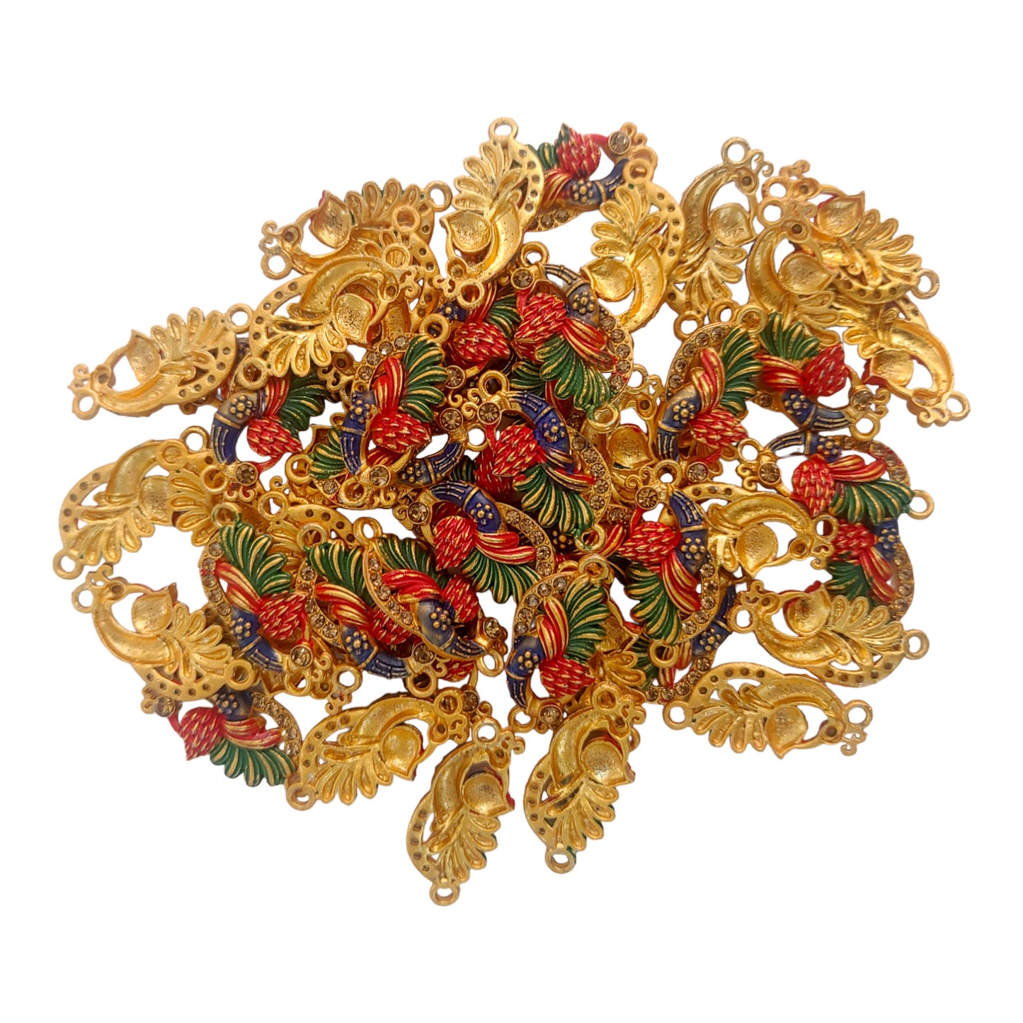 Indian Petals Peacock Style Metal Mazak Motif Pendant for Rakhi, Jewelry designing and Craft Making or Décor