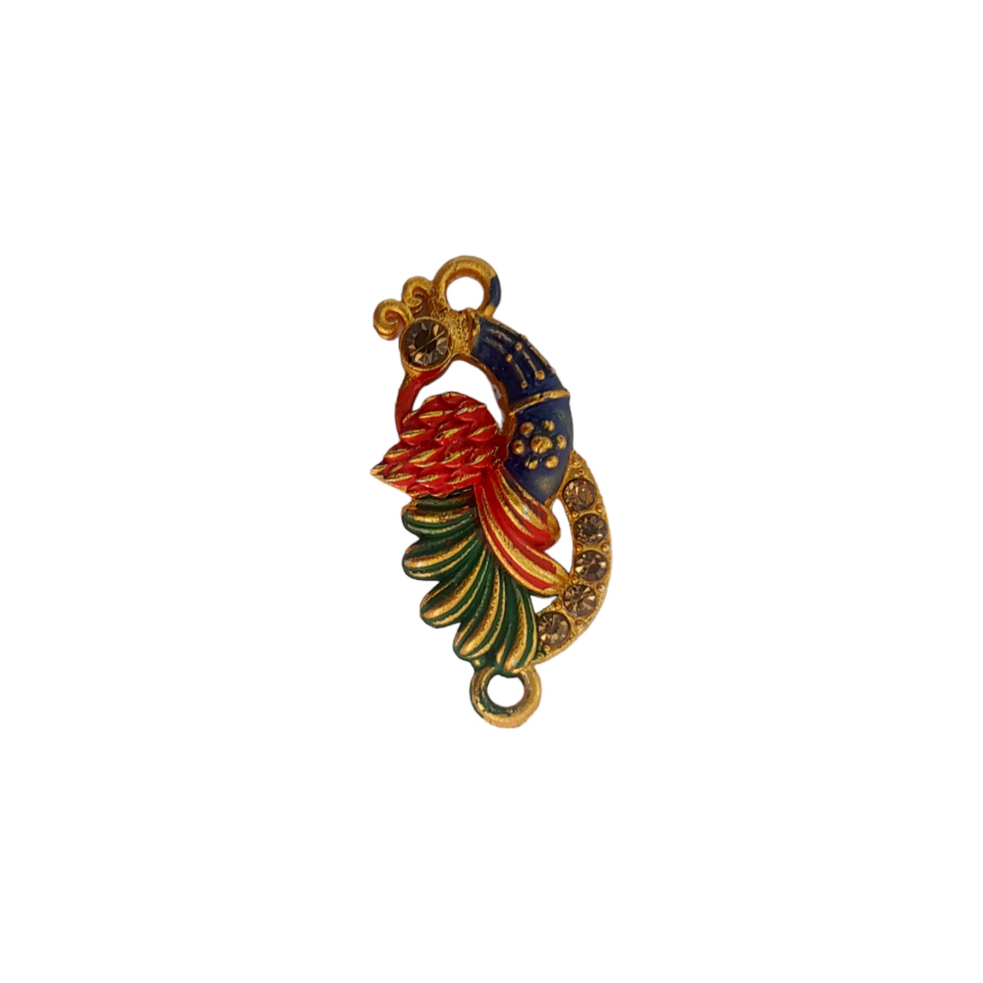 Indian Petals Peacock Style Metal Mazak Motif Pendant for Rakhi, Jewelry designing and Craft Making or Décor