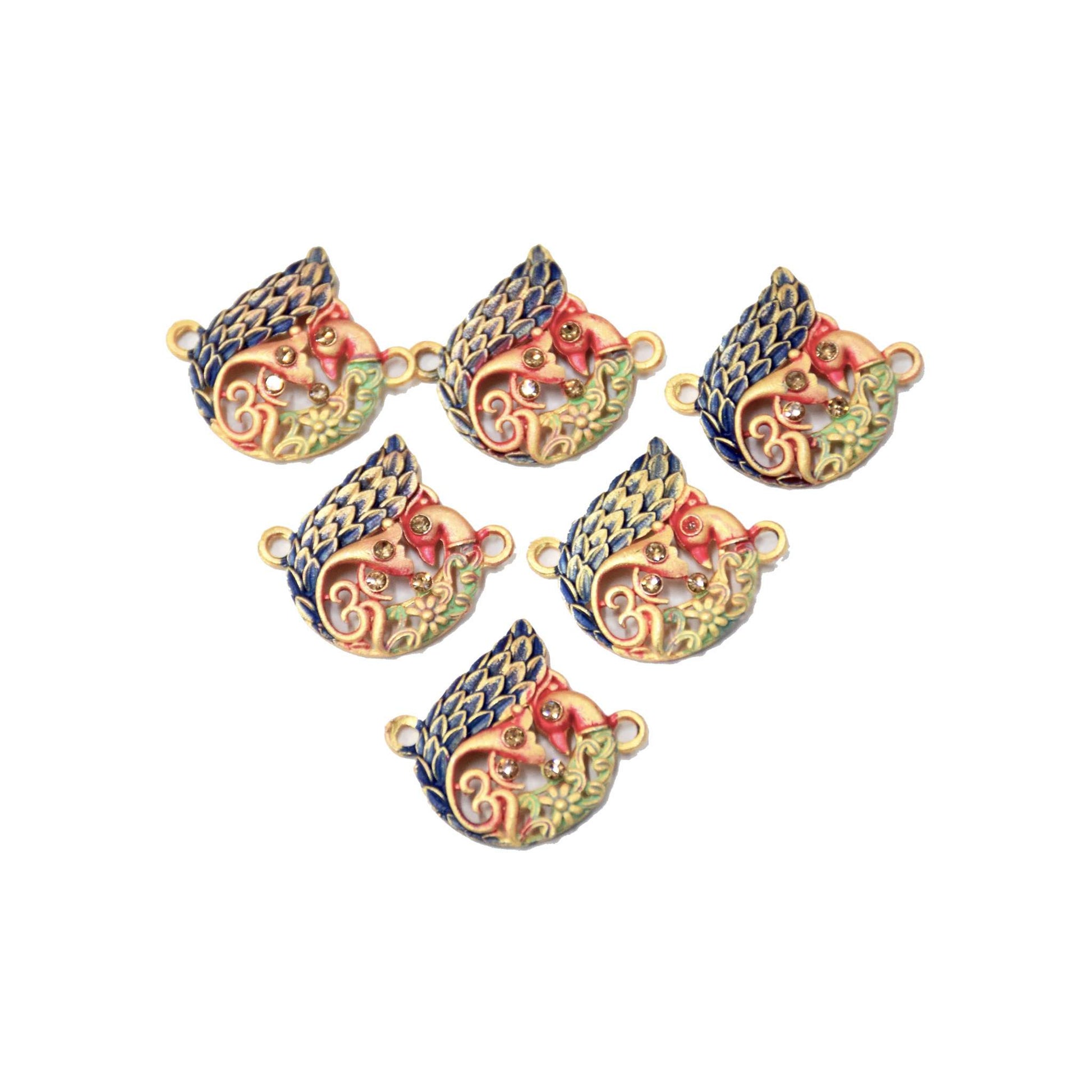 Indian Petals Peacock Style Metal Mazak Motif Pendant for Rakhi, Jewelry designing and Craft Making or Decor
