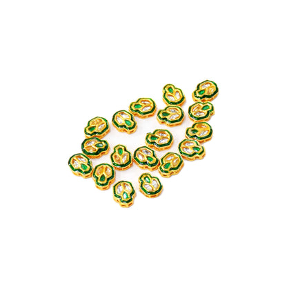 Indian Petals Enamel coated Traditional Mini Polki Metal Motif for Craft Decoration or Rakhi -12510, Green