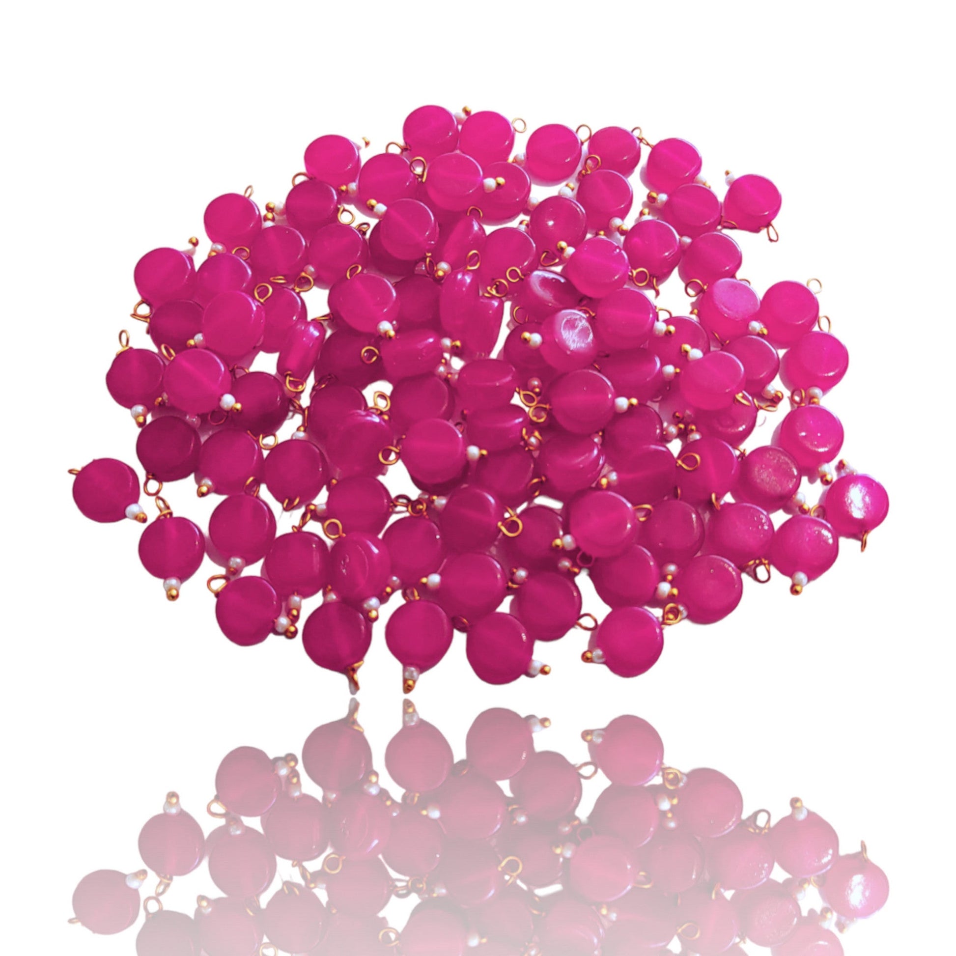 Indian Petals 50 - 100 Pieces Color Coin Shape Latkan Glass Beads for Art Craft jewelry Making or Decorations