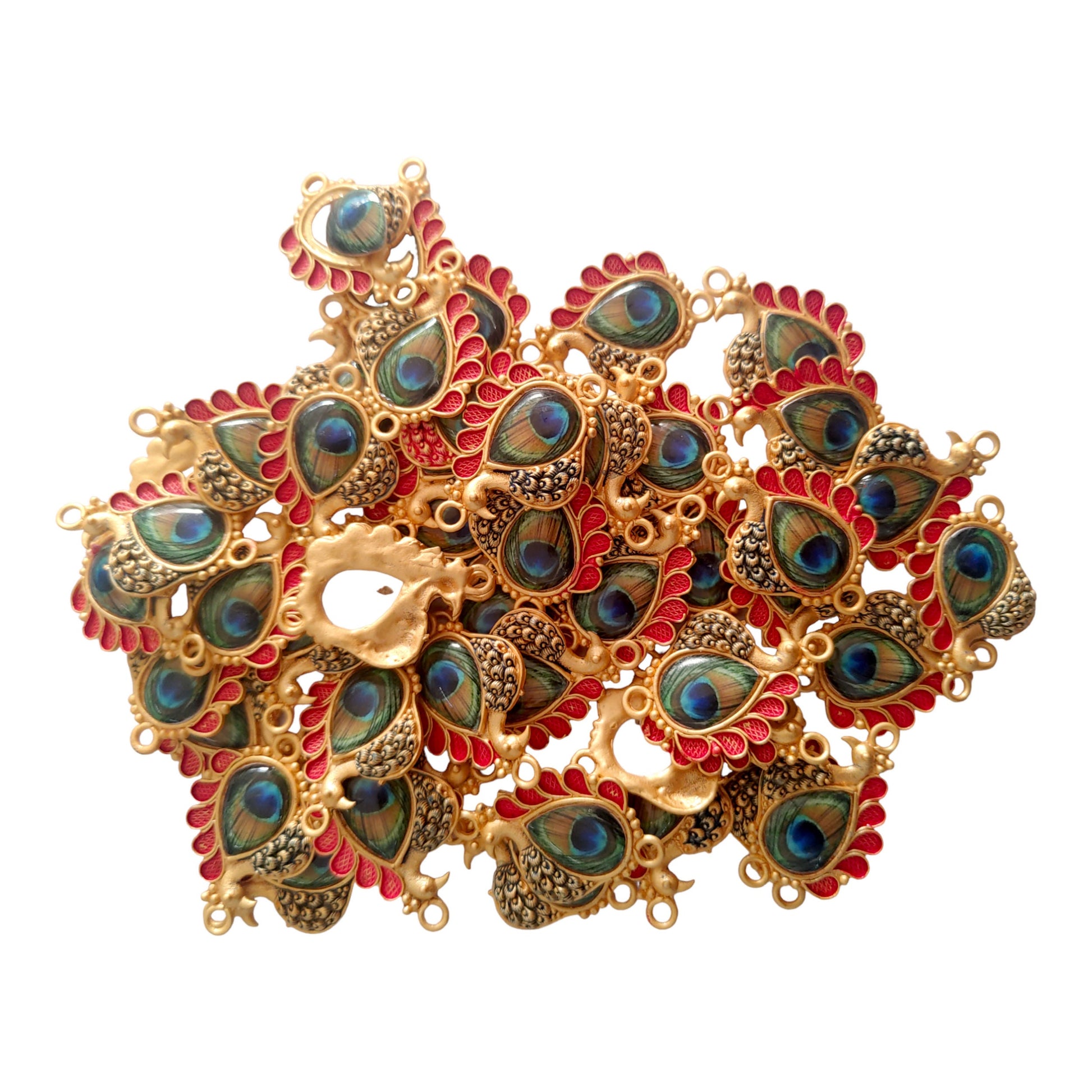 Indian Petals Mor Pankh Style Metal Die Cast Rakhi Pendant Motif for Rakhi, Jewelry designing and Craft Making or Decor