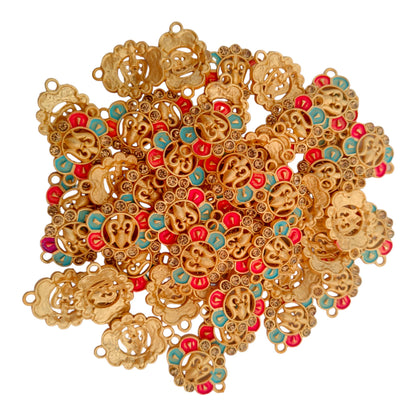 Indian Petals Trishul Shape Metal Die Cast Rakhi Pendant Motif for Rakhi, Jewelry designing and Craft Making or Decor