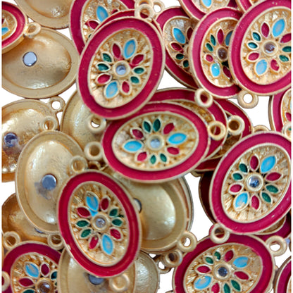 Indian Petals Traditional Bowl Shape Metal Cast Rakhi Pendant Motif for Rakhi, Jewelry designing and Craft Making or Décor