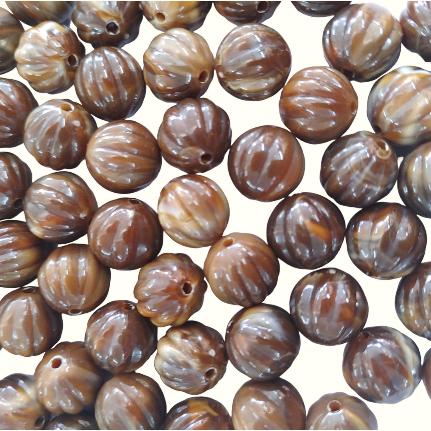 Indian Petals Melon Shaped Color Resin Marble Beads Ideal for Jewelry designing and Craft Making or Decor