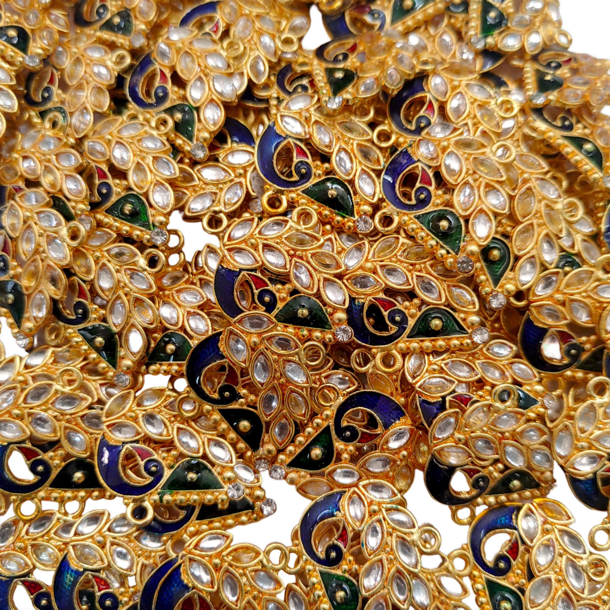 Indian Petals Peacock Style Metal Mazak Motif for Rakhi, Jewelry designing and Craft Making or Decor