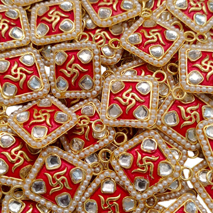 Indian Petals Indain Petals Swastik Style Metal Mazak Motif for Rakhi, Jewelry designing and Craft Making or Decor