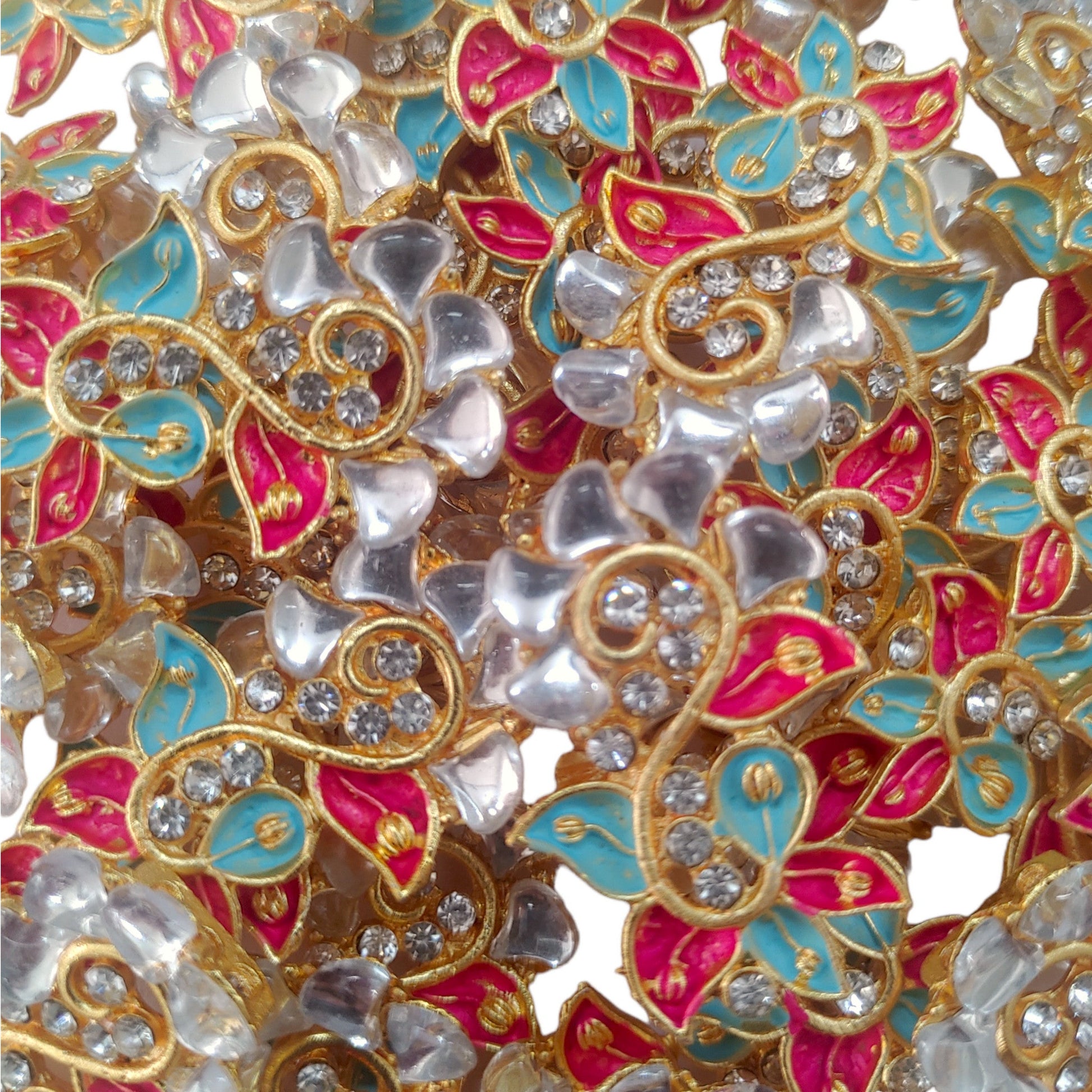 Indian Petals Floral Viel Style Metal Mazak Motif for Rakhi, Jewelry designing and Craft Making or Decor