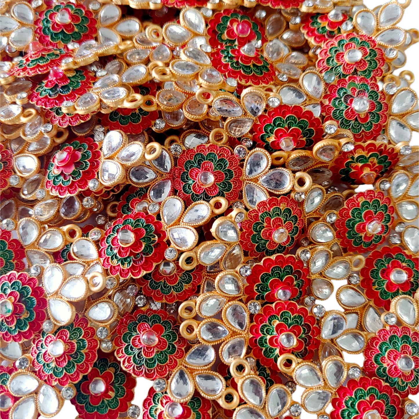 Indain Petals Traditional Flower Style Metal Mazak Motif for Rakhi, Jewelry designing and Craft Making or Decor