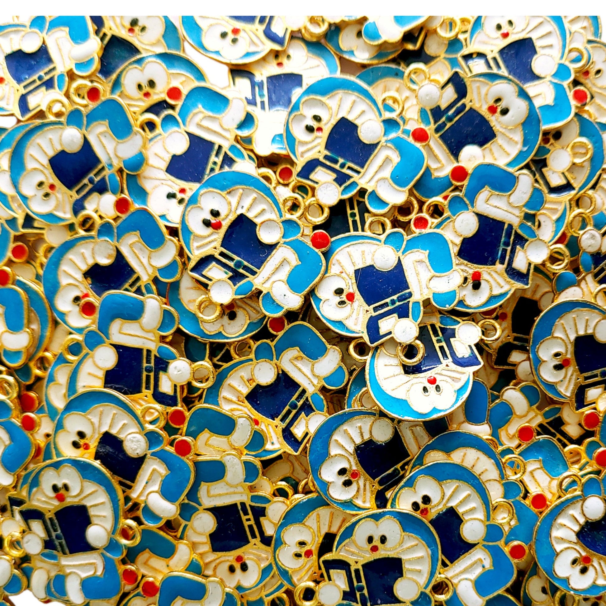 Indian Petals Doraemon Shape Metal Mazak Motif for Rakhi, Jewelry designing and Craft Making or Decor