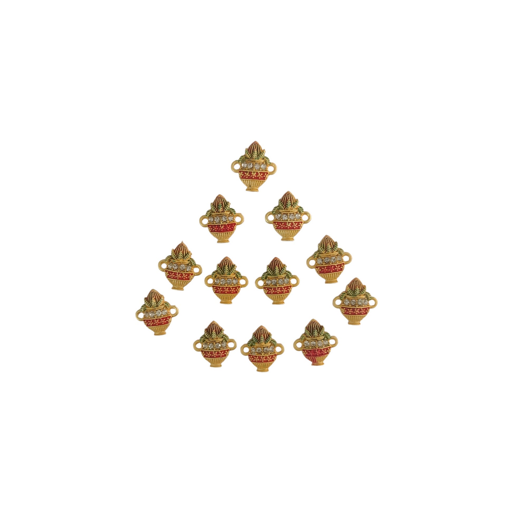 Indian Petals Traditional Kalash Shape Metal Mazak Motif for Rakhi, Jewelry designing and Craft Making or Decor