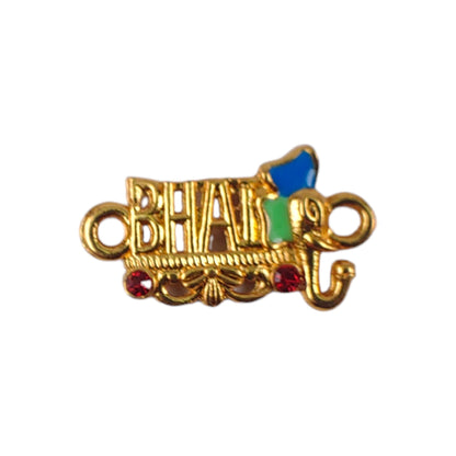 Indian Petals BHAI Name Metal Motif, Metal Penddle for Jewellery Making, Craft or Decor, (Golden)
