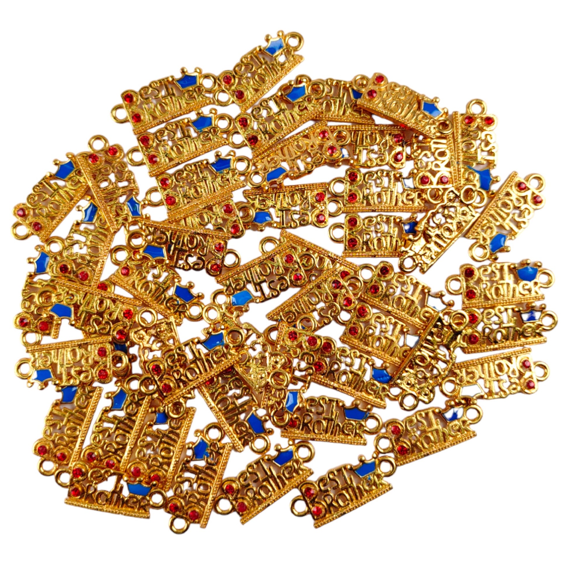 Indian Petals Designer Best Brother Name Metal Motif, Metal Penddle for Jewellery Making, Craft or Decor, (Golden)