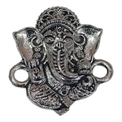 Indian Petals Silver Color Ganesha Metal Motif, Metal Penddle for Jewellery Making, Craft or Decor, (Silver)