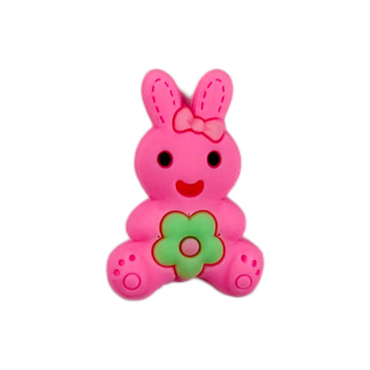 Bunny Shape Soft Silicon Resin Motif for Craft or Decoration, 60 Pcs, Mix - 13546, Pink