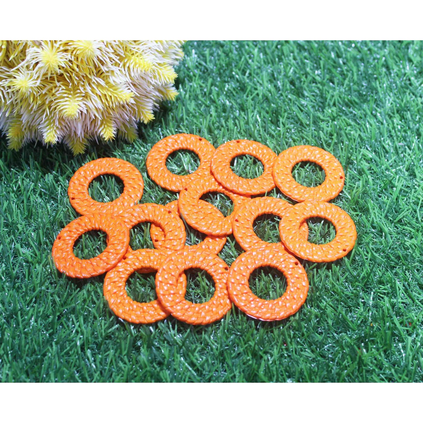 Indian Petals Beautiful Flat Braided Style Base for DIY Craft, Trousseau Packing or Decoration, Round, Orange - Indian Petals