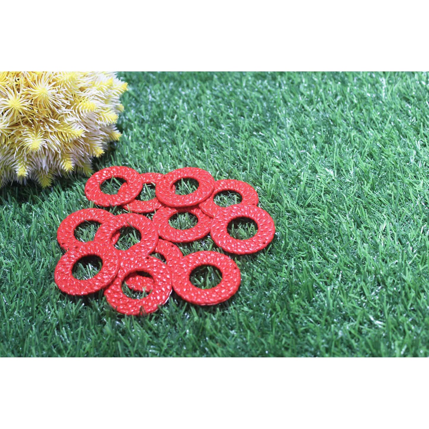 Indian Petals Beautiful Flat Braided Style Base for DIY Craft, Trousseau Packing or Decoration, Round, Red - Indian Petals