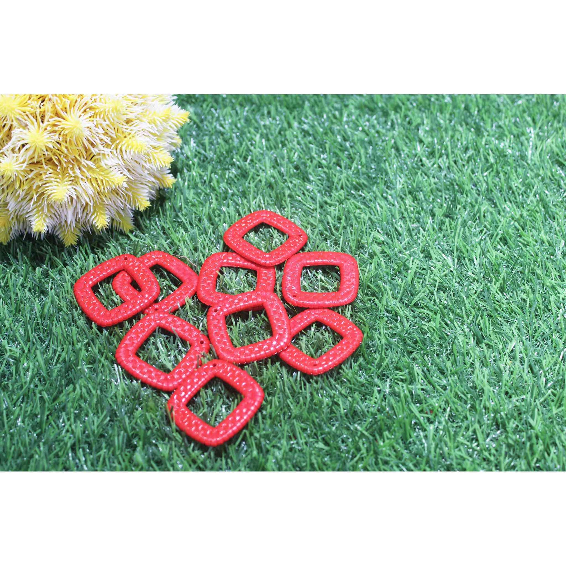 Indian Petals Beautiful Flat Braided Style Base for DIY Craft, Trousseau Packing or Decoration, Square, Red - Indian Petals