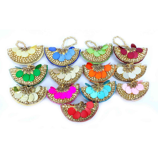 Indian Petals Designer Sequence Latkan Buti for DIY Craft, Trouseau Packing or Decoration (Bunch of 12) - Design 201 - Indian Petals