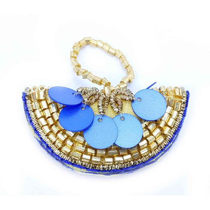 Indian Petals Designer Sequence Latkan Buti for DIY Craft, Trouseau Packing or Decoration (Bunch of 12) - Design 201, Blue - Indian Petals