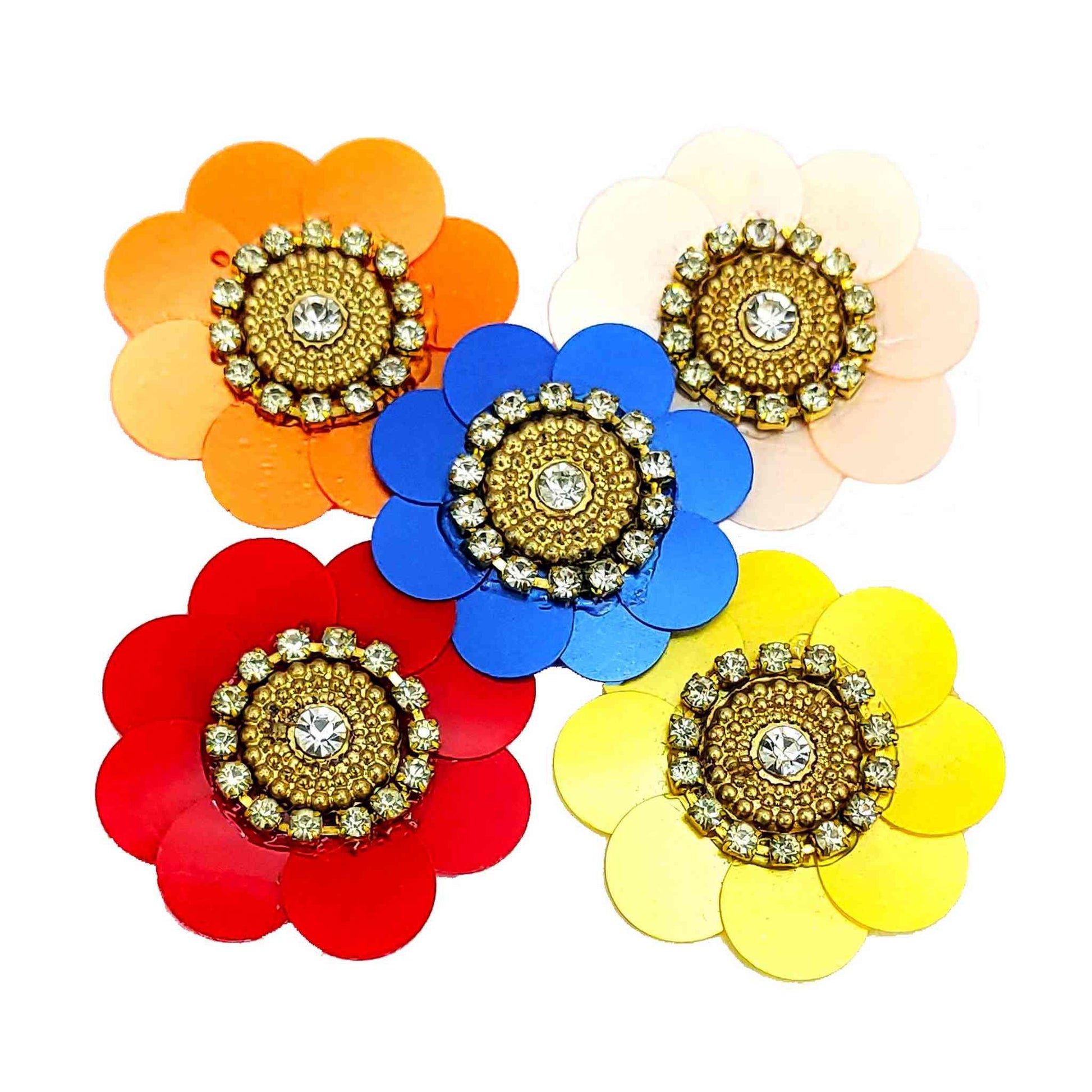 Sequence work Floral Buti for DIY Craft, Trouseau Packing or Decoration (Bunch of 12) - Design 206 - Indian Petals