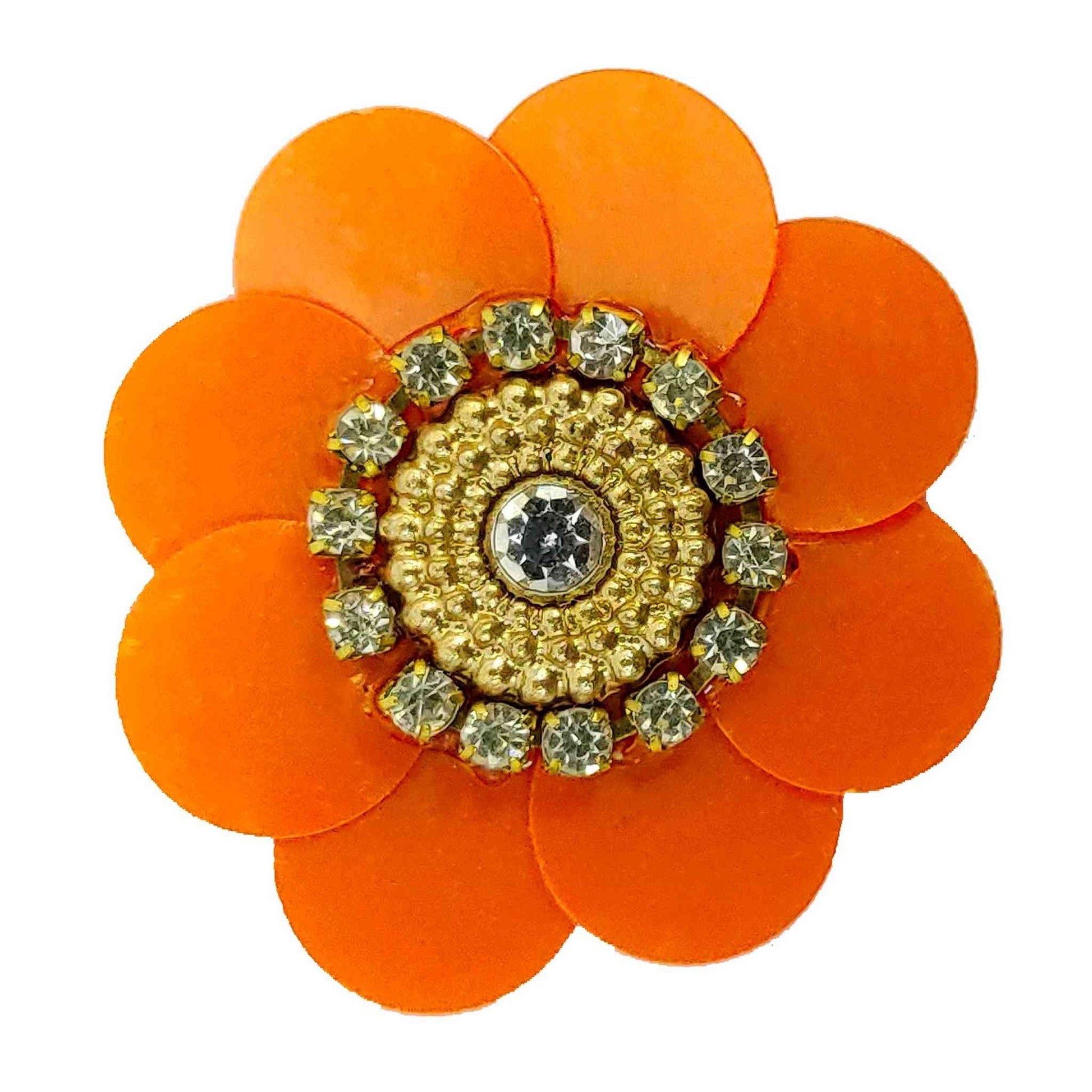 Sequence work Floral Buti for DIY Craft, Trouseau Packing or Decoration (Bunch of 12) - Design 206, Orange - Indian Petals